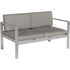 Sofá De Jardín Gris Oscuro De Aluminio 2 Plazas Con Cojines Salerno -Mano Mano Ventas 8434982 4