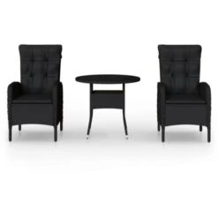 Juego De Comedor Para Jardín 3 Piezas Ratán Sintético Negro VidaXL