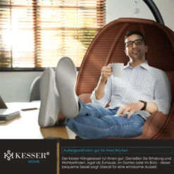 KESSER® Silla Colgante De Lujo Con Marco + Cojín De Asiento Suave, Cojín Lateral, Cojín De Asiento Y Respaldo Cesta, Colgante Para Interior Y Exterior, Cesta Colgante De Jardín, Soporte Estable, Peso -Mano Mano Ventas 85562867 5