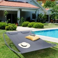 Cama De Jardín Y Tumbona Mecedora Para 2 Personas Con Loca Gris 180 Cm -Mano Mano Ventas 85702161 4