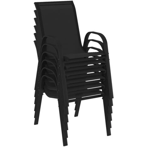 Sillas Apilables De Jardin 6 Unidades De Metal Y Textileno Negro LYMA 4 Sillas Apilables De Jardin 6 Unidades De Metal Y Textileno Negro LYMA - Imagen 4