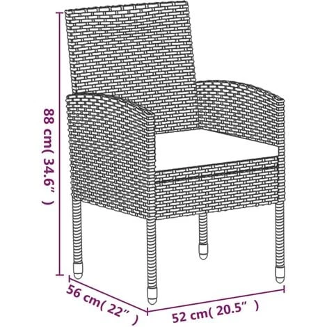 Set De Comedor De Jardín 7 Pzas Y Cojines Ratán Sintético Negro VidaXL 3 Set De Comedor De Jardín 7 Pzas Y Cojines Ratán Sintético Negro VidaXL - Imagen 3
