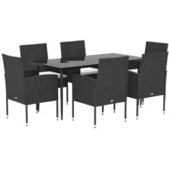 Set De Comedor De Jardín 7 Pzas Y Cojines Ratán Sintético Negro VidaXL 8 Set De Comedor De Jardín 7 Pzas Y Cojines Ratán Sintético Negro VidaXL -Mano Mano Ventas 86389747 4