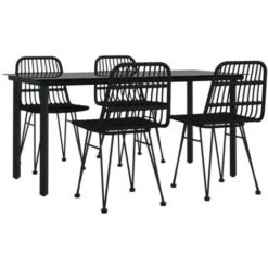 Juego De Comedor De Jardín 5 Piezas Ratán Sintético Negro VidaXL -Mano Mano Ventas 86389769 4