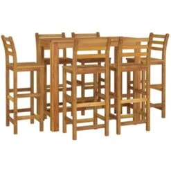 Juego De Comedor Para Jardín 7 Piezas Madera Maciza Acacia VidaXL
