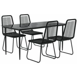 Juego De Comedor Para Jardín 5 Piezas Negro VidaXL