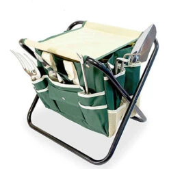 Taburete De Jardín Plegable Con Bolsa De Herramientas Taburete Portaherramientas De Jardinería Para Pesca Picnic Viajes Senderismo