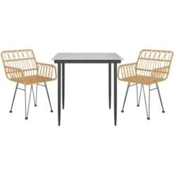 Juego De Comedor De Jardín 3 Piezas Ratán Sintético VidaXL