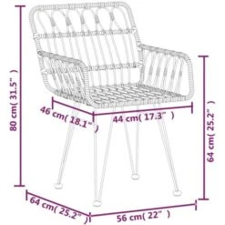 Juego De Comedor De Jardín 3 Piezas Ratán Sintético VidaXL -Mano Mano Ventas 86429160 3