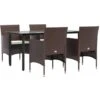 Juego De Comedor De Jardín 5 Piezas Con Cojines Marrón Y Negro VidaXL