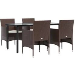 Juego De Comedor De Jardín 5 Piezas Con Cojines Marrón Y Negro VidaXL