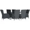 Set De Comedor Para Jardín 7 Piezas Ratán Sintético Gris Oscuro VidaXL