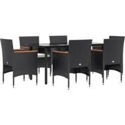 Juego De Comedor De Jardín 7 Piezas Con Cojines Negro VidaXL 8 Juego De Comedor De Jardín 7 Piezas Con Cojines Negro VidaXL -Mano Mano Ventas 86429532 4