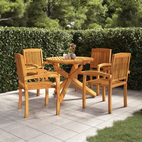 Juego De Comedor Para Jardín 5 Piezas Madera Maciza De Teca VidaXL 2 Juego De Comedor Para Jardín 5 Piezas Madera Maciza De Teca VidaXL - Imagen 2