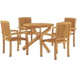 Juego De Comedor Para Jardín 5 Piezas Madera Maciza De Teca VidaXL 8 Juego De Comedor Para Jardín 5 Piezas Madera Maciza De Teca VidaXL -Mano Mano Ventas 86598161 4
