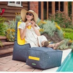 Gardenista - Puf Escabel Grande Para Uso En Interiores Y Exteriores Suave Y Cómodo Bolsa De Frijoles Resistente Al Agua Para Jardín Y Piscina, Oro De Oro -Mano Mano Ventas 86861164 4
