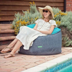 Gardenista - Bean Bag Redondo Para Exterior E Interior, Saco De Frijoles Para Juegos, Saco De Frijoles Resistente Al Agua Junto A La Piscina Para Relajación Y Comodidad, Verde Azulado -Mano Mano Ventas 86861171 4