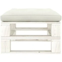 Hommoo Otomana De Palés Para Jardín Madera Con Cojín Beige -Mano Mano Ventas 86981694 3