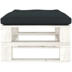 Hommoo Otomana De Palés Para Jardín Madera Con Cojín Gris Antracita -Mano Mano Ventas 86985557 3