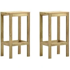 Hommoo Taburetes De Jardín 2 Unidades Madera De Pino Impregnada