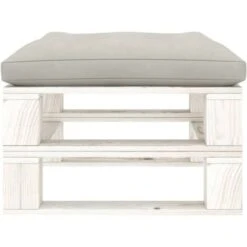 Hommoo Otomana De Palés Para Jardín Madera Con Cojín Gris Taupe -Mano Mano Ventas 86988078 3