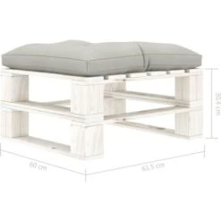 Hommoo Otomana De Palés Para Jardín Madera Con Cojín Gris Taupe -Mano Mano Ventas 86988078 5