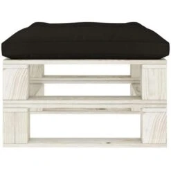 Hommoo Otomana De Palés Para Jardín Madera Con Cojín Negro -Mano Mano Ventas 86988299 3