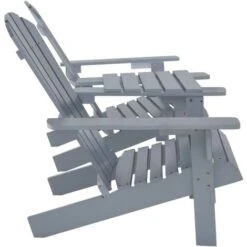 Hommoo Silla Jardín Adirondack Y Mesita Madera Maciza De Abeto Gris -Mano Mano Ventas 86989515 3
