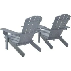 Hommoo Silla Jardín Adirondack Y Mesita Madera Maciza De Abeto Gris -Mano Mano Ventas 86989515 4