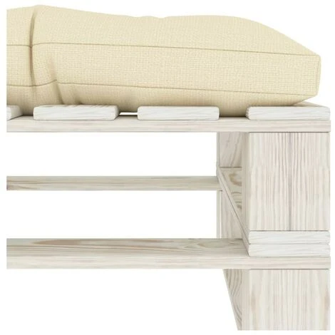 Hommoo Otomana De Palés Para Jardín Madera Con Cojín Color Crema 4 Hommoo Otomana De Palés Para Jardín Madera Con Cojín Color Crema - Imagen 4