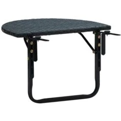 Hommoo Mesa De Balcón De Ratán Sintético Negro 60x60x32 Cm -Mano Mano Ventas 86990723 4