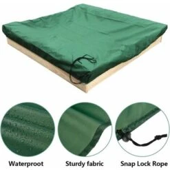 RHAFAYRE Funda Arenero 150x150 Cm Funda Impermeable Protección UV 70% Protección Para Arenero Oxford Con Cordón, Verde (150x150 Cm) -Mano Mano Ventas 87204877 4