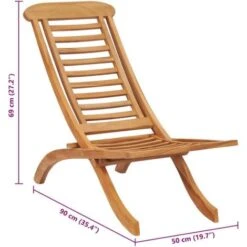 Silla De Jardín Plegable Madera Maciza De Teca 50x90x69 Cm VidaXL -Mano Mano Ventas 87542257 3