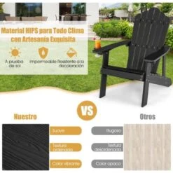 COSTWAY Silla Adirondack Con Portavasos, Sillas Para Hogueras, Resistente A La Intemperie, Grano De Madera Realista, Facíl De Montaje, Silla De Exterior Para Patio, Jardín, Terraza (Negro) -Mano Mano Ventas 87824363 3