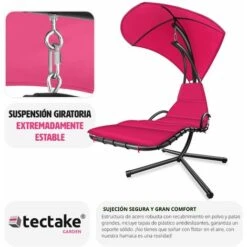 Tumbona Colgante Maya - Tumbona Colgante Para Jardín, Tumbona Tipo Hamaca Con Toldo De Poliéster, Silla Colgante Con Estructura De Acero -Mano Mano Ventas 88234219 3