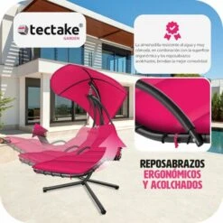 Tumbona Colgante Maya - Tumbona Colgante Para Jardín, Tumbona Tipo Hamaca Con Toldo De Poliéster, Silla Colgante Con Estructura De Acero -Mano Mano Ventas 88234219 4