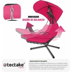 Tumbona Colgante Maya - Tumbona Colgante Para Jardín, Tumbona Tipo Hamaca Con Toldo De Poliéster, Silla Colgante Con Estructura De Acero -Mano Mano Ventas 88234219 5