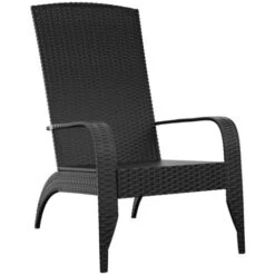 Silla De Jardín Adirondack Ratán Sintético Negro VidaXL