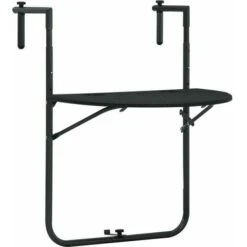 FVO Mesa De Balcón Negro 60x64x83,5 Cm Plástico Aspecto Ratán