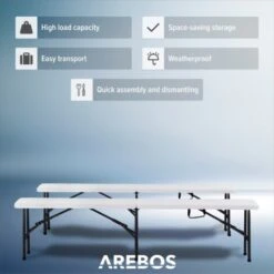 2x AREBOS Bancos Plegables Portátil -Mano Mano Ventas 8844033 3