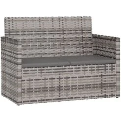 Banco De Jardín Con Cojines Ratán Sintético Gris 105 Cm VidaXL