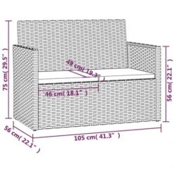 Banco De Jardín Con Cojines Ratán Sintético Gris 105 Cm VidaXL -Mano Mano Ventas 88554719 3