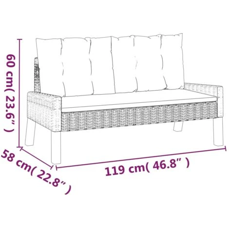 Set De Muebels De Jardín 4 Piezas Con Cojines Ratán PE Y Madera VidaXL 3 Set De Muebels De Jardín 4 Piezas Con Cojines Ratán PE Y Madera VidaXL - Imagen 3