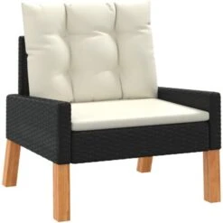 Set De Muebels De Jardín 4 Piezas Con Cojines Ratán PE Y Madera VidaXL 9 Set De Muebels De Jardín 4 Piezas Con Cojines Ratán PE Y Madera VidaXL -Mano Mano Ventas 88899661 5