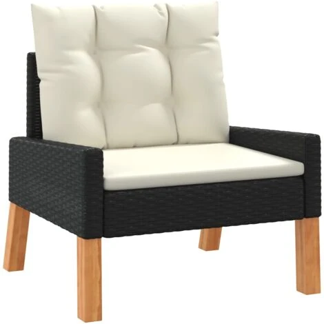 Set De Muebels De Jardín 4 Piezas Con Cojines Ratán PE Y Madera VidaXL 5 Set De Muebels De Jardín 4 Piezas Con Cojines Ratán PE Y Madera VidaXL - Imagen 5