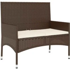 Banco De Jardín De 2 Plazas Con Cojines Ratán Sintético Marrón VidaXL