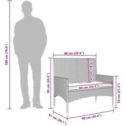 Banco De Jardín De 2 Plazas Con Cojines Ratán Sintético Marrón VidaXL -Mano Mano Ventas 89372832 3