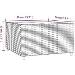 Mesa De Centro Jardín Cuadrada Ratán Sintético Gris 50x50x30 Cm VidaXL -Mano Mano Ventas 89547901 3