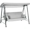 Outsunny Columpio De Jardín De 3 Plazas Banco Balancín Convertible En Cama Con Toldo Reclinable 2 Cojines 2 Bolsillos De Almacenamiento 236x138x185 Cm