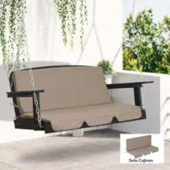 Outsunny Cojín Para Columpio De 2 Piezas 130x45x5 Cm Cojín Para Balancín Cojín De Asiento Y Respaldo Acolchado Para Jardín Terraza Balcón Exterior -Mano Mano Ventas 89582012 3